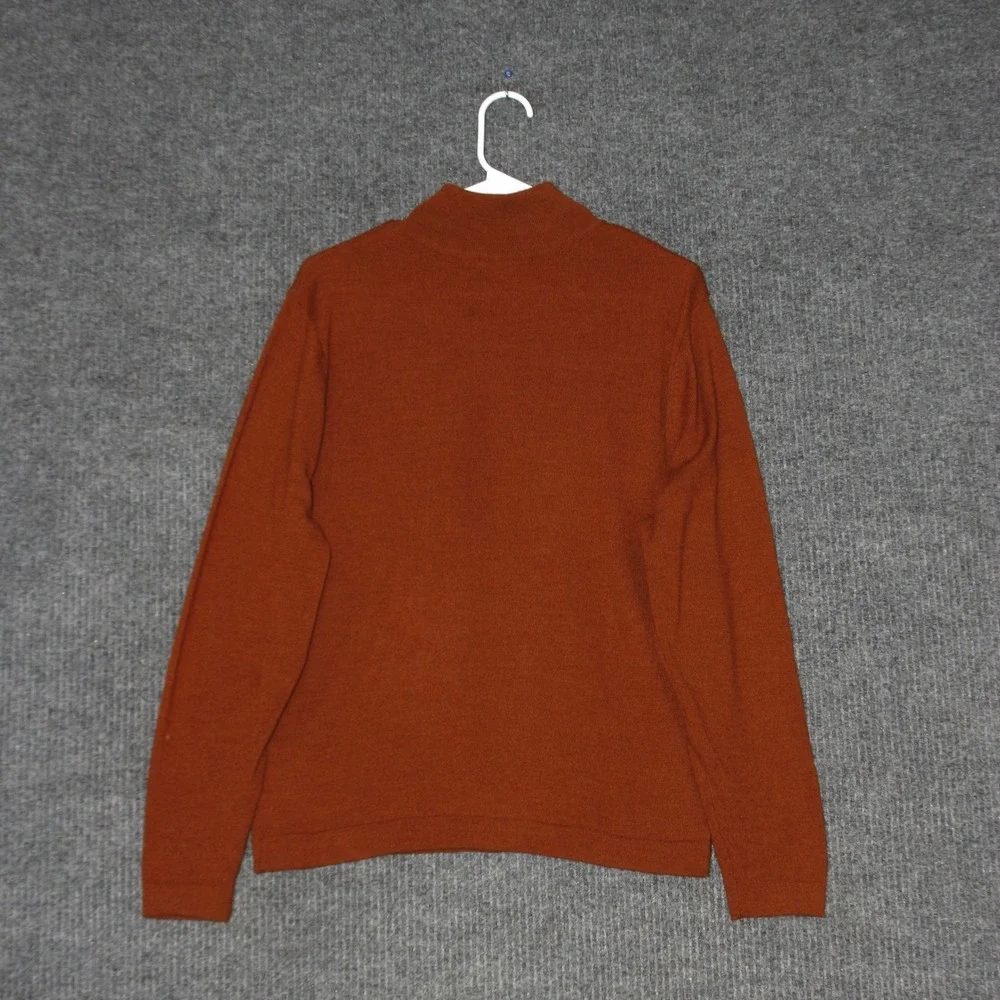 Garret Scott Sweater‎ Mens M Rust Orange Extra Fine Merino Wool Quarter Zip